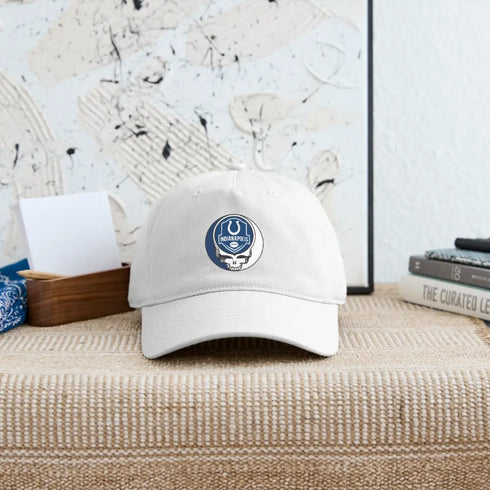 Indianapolis Colts Grateful Dead Stealie Dad Hat - white